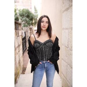 Maria Cher Bayo Gigi Sequin Tank Top in Black L